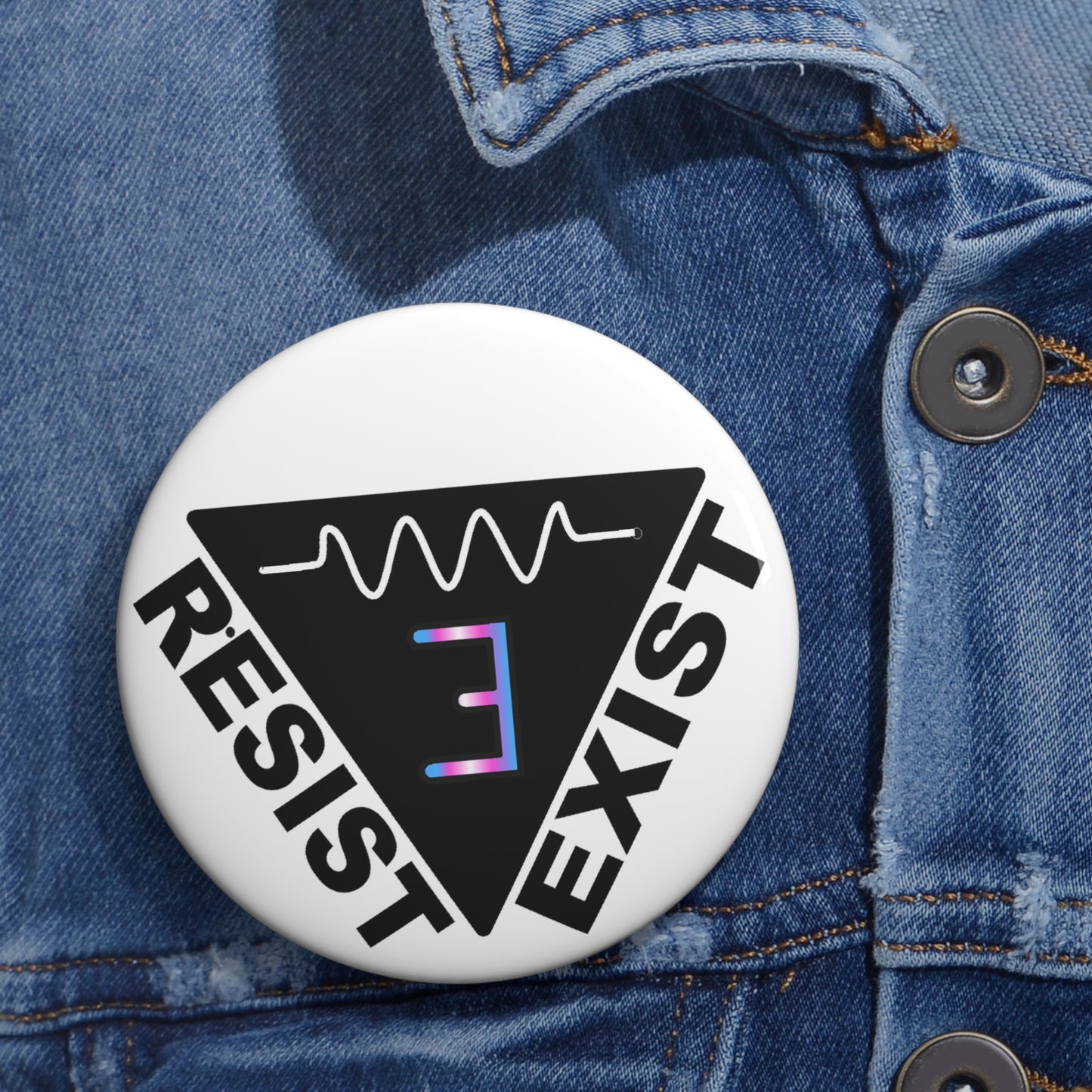Pin Buttons - Queer and Trans Pride Resist and Exist B/W Variant