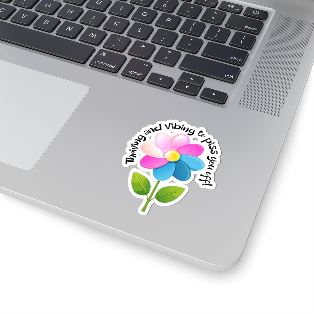 Kiss-Cut Stickers - Thriving and Vibing: Trans Pride Flower Design