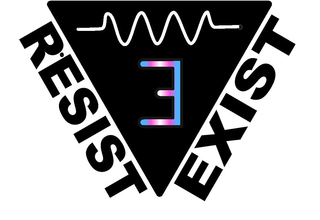 Resist and Exist Symbol trans flag with words **FILE DOWNLOAD**